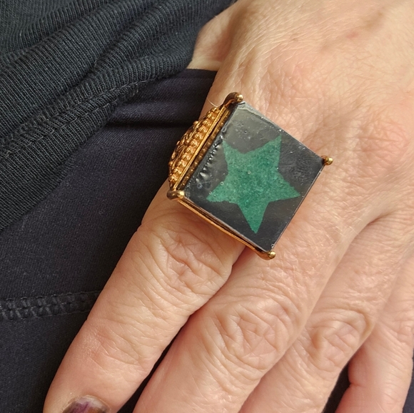 Shungite and Malachite Ring - Picture 4 of 4